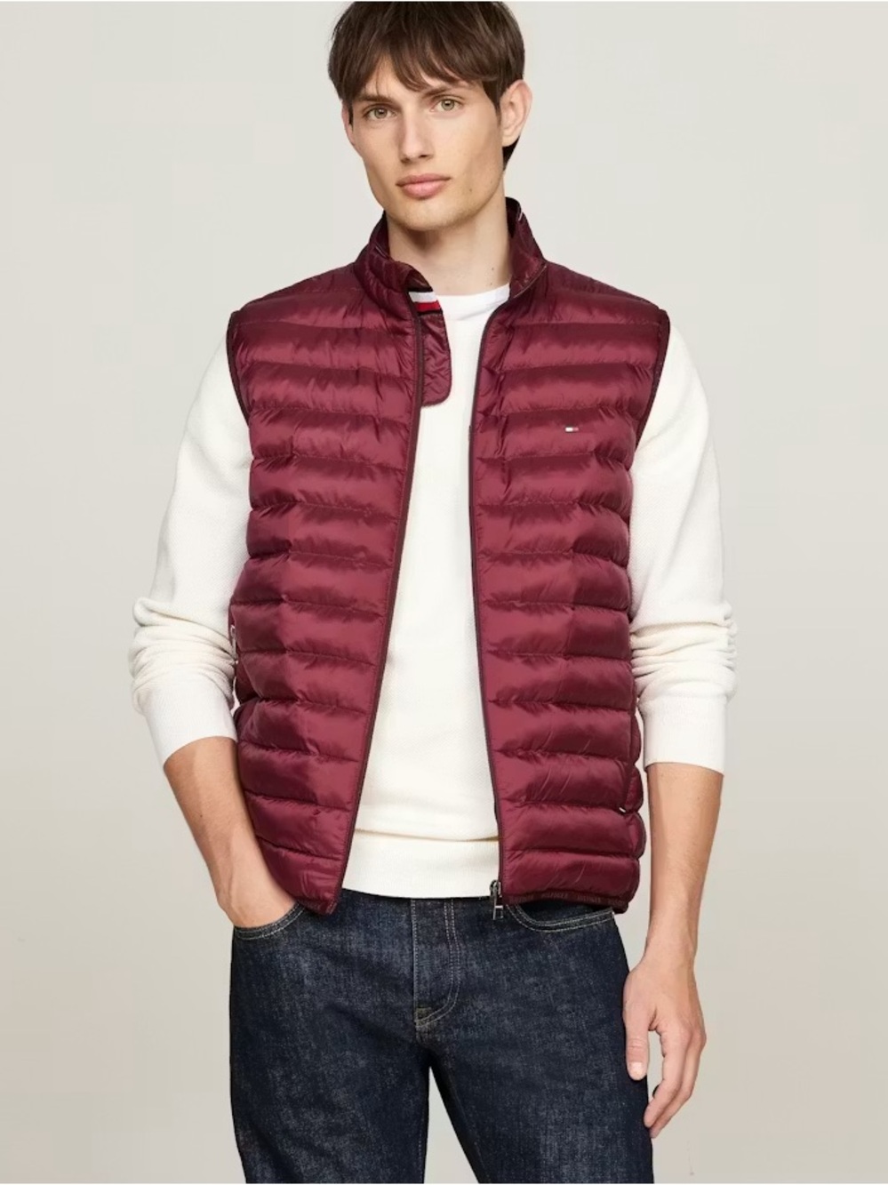 Tommy Hilfiger Packable Quilted Vest sz Medium Deep Rouge